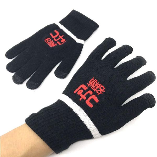 

fingerless gloves full finger screen touch anime detective conan case closed striped knitting glove winter wrist mittens couple gift, Blue;gray