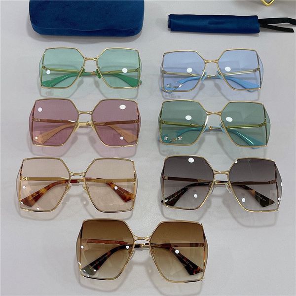 

designer g's large frame face small sunglasses star net red same uv proof sunglasses gg0817, White;black