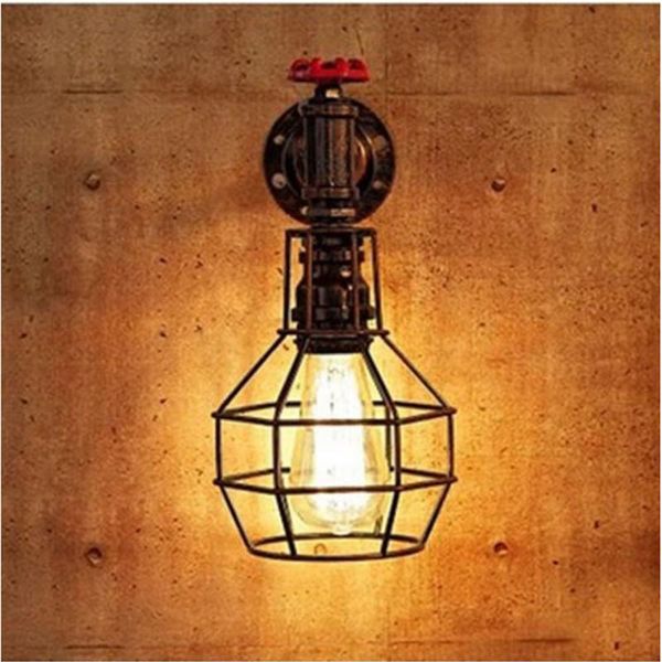 

wall lamp vintage cage mount light fixture industrial iron pipe farmhouse lighting sconce for living room kitchen bedside