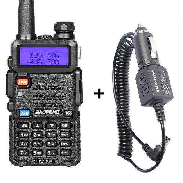 

walkie talkie baofeng uv-5r black two way radio with car charger136-174mhz 400-520mhz portable transceiver