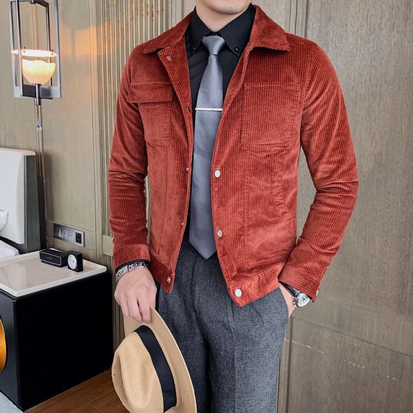 

new british 2021 style casual autumn veet jackets manly clothes long sleeve fine turn down collar simple coats 3xl-m qmvx, Black;brown