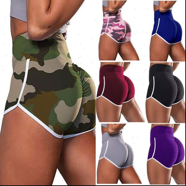 

womens short striped camouflage print biker shorts high waist athletic 2021 summer fitness sports short wdc4832, White;black