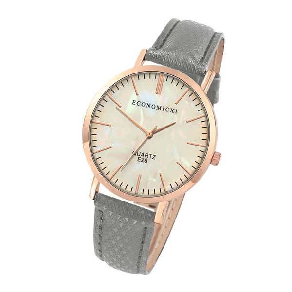 

women's watches fashion women's leather strap watches quartz analog round wrist watch clock relogio feminino#11, Slivery;brown