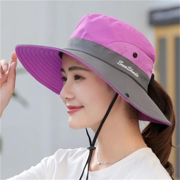 

berets women hat breathable uv wide brim cap for hiking fishing waterproof boonie style, Blue;gray