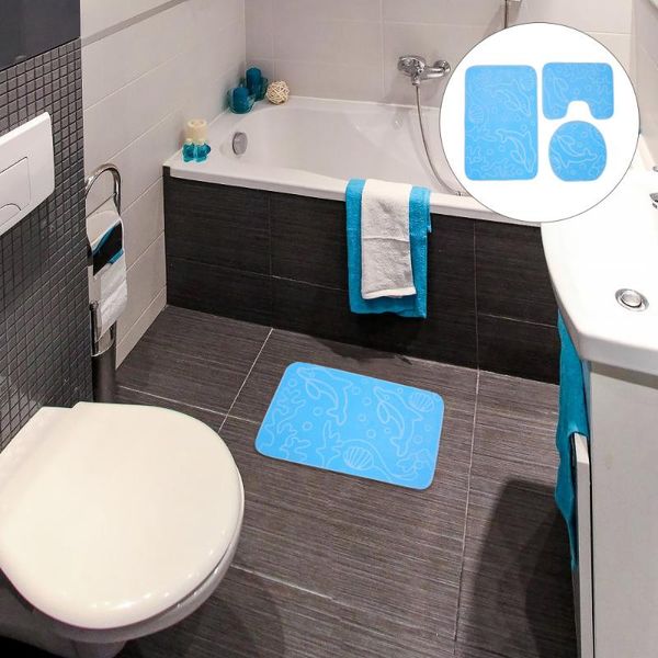 

toilet seat covers 3pcs cartoon kids bathroom floor mat rug anti-skid pad cover set