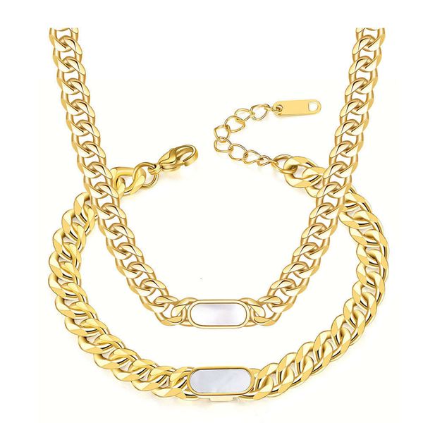 

chain stainless steel cuba set titanium 18k vacuum plating shell, Silver