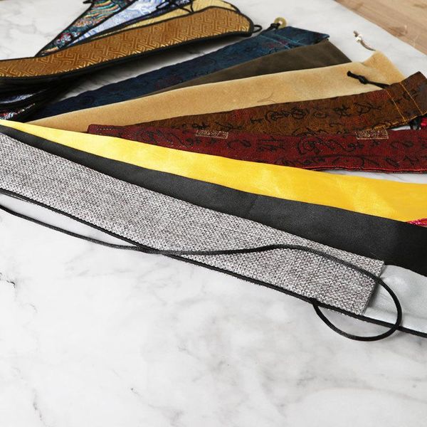 

party favor bamboo lucky men's fan bag cover packaging accessories brocade folding