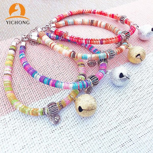 

dog collars & leashes yichong colorful pet with bells charm necklace collar for little dogs cat supplies acessorios yc013