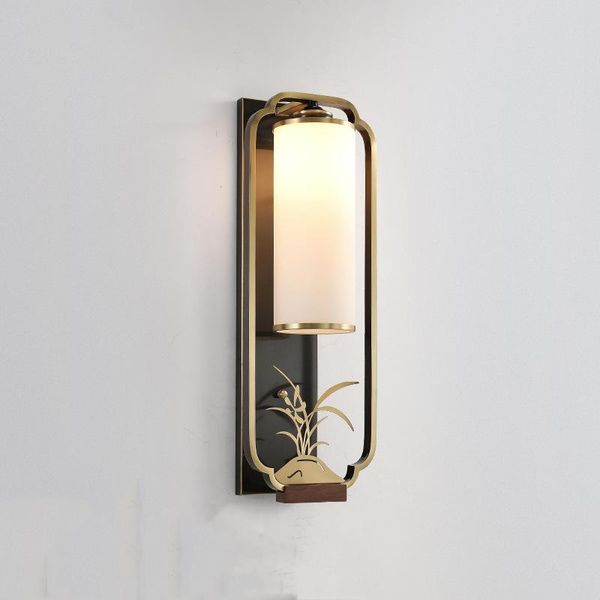 

wall lamp chinese iron glass living room bedroom bedside tv background sconce