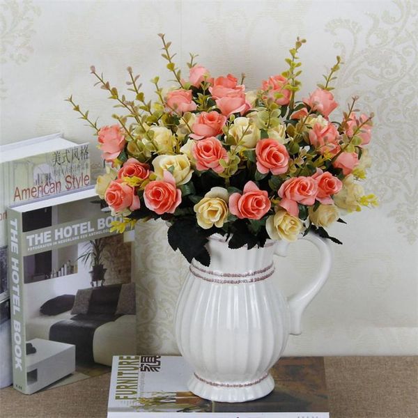 

decorative flowers & wreaths artificial rose silk for home decoration plastic fake bouquet wedding table centerpiece decor
