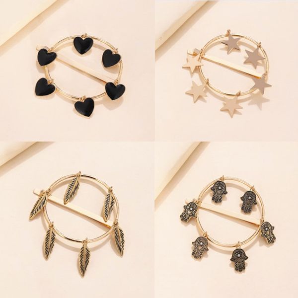 

hairstyle circle clip alloy fringe leaf bergamot star hairpin, Golden;silver