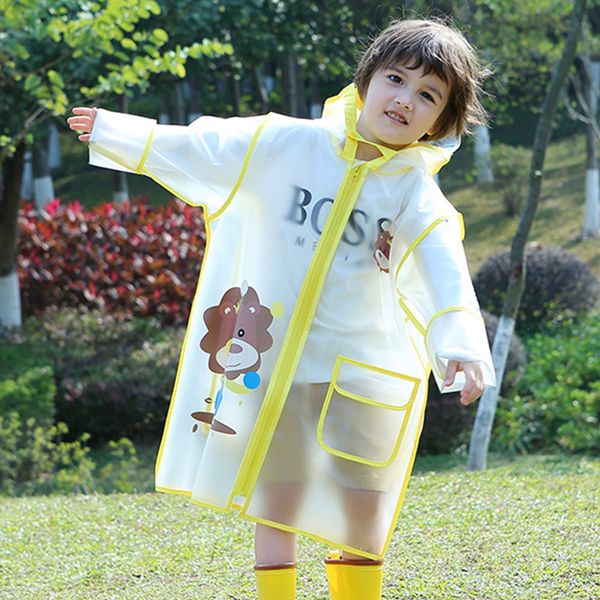 

raincoat children's boys and girls dinosaur lion tpu transparent baby reflective schoolbag cape poncho