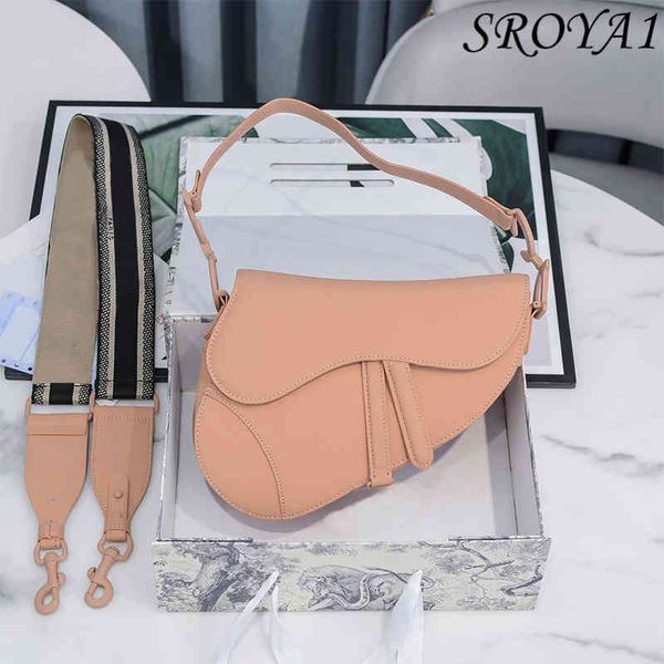 

genuine leather plain handbag 2021 fashion luxury bag all-match one-shoulder bags diagonal saddle handbags