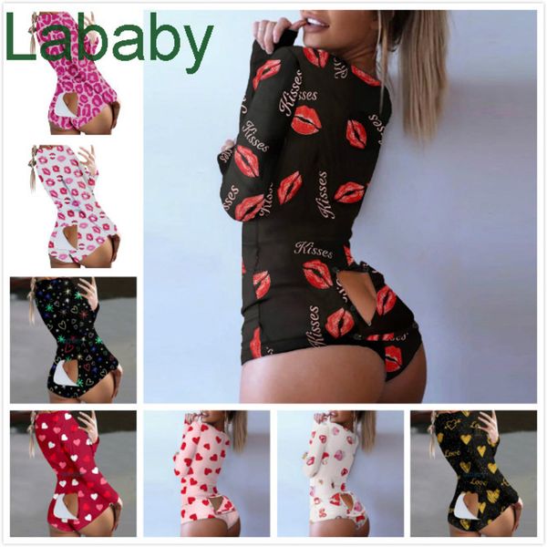 

women jumpsuits rompers designer pajama onesies valentine's day love pattern nightwear bodysuit workout button skinny v-neck short pant, Black;white