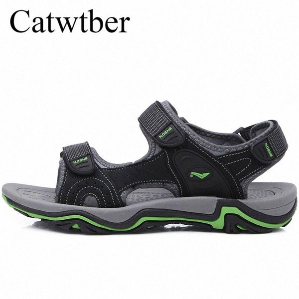 

catwtber new fashion brand leather men sandals handmade men shoes summer soft leather shoes flats beach sandals sandal w2ji#, Black