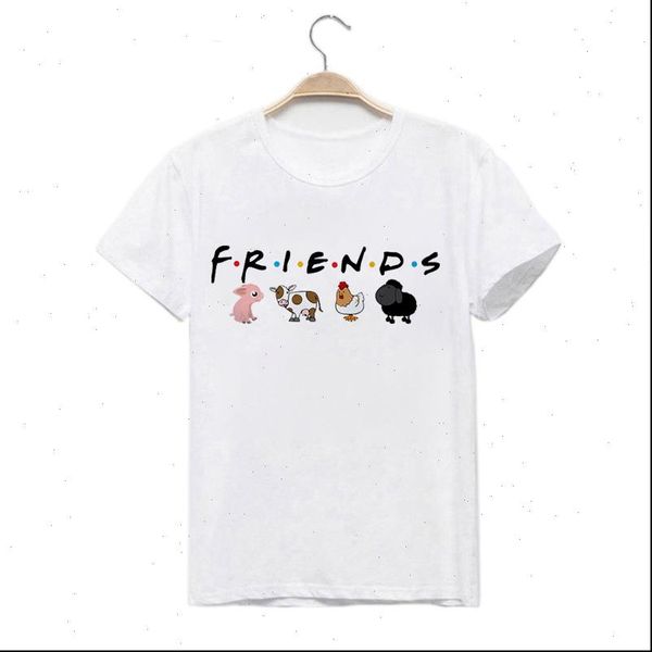 

friends printing t shirt summer women short sleeve leisure tee casual ladies female t shirts plus size woman clothing, White