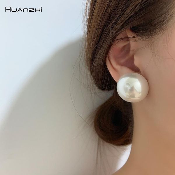 

Stud HUANZHI 2021 Autumn Winter Minimalist Retro Pearl Earring For Women Girls Party Jewelry Wedding Friend Birthday Gift, Golden;silver