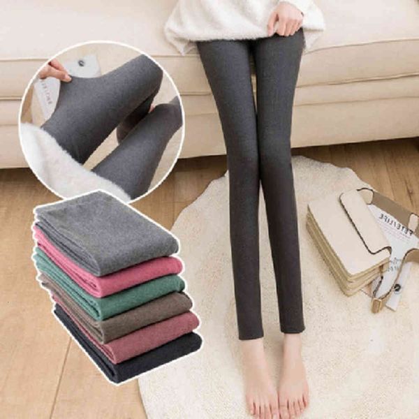 

leggings autumn winter velvet plus plush thickened warm high waist tight, Black