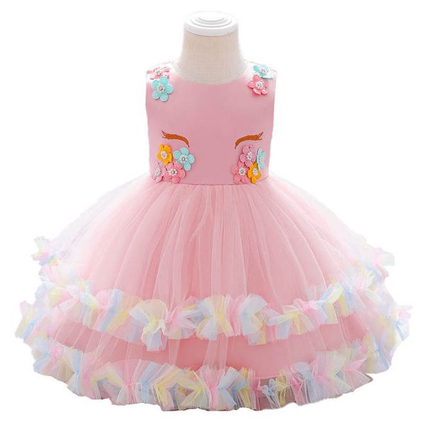 

girls dresses baby dress wedding princess children wear lace kids clothes pettiskirt party flower formal b9013, Red;yellow