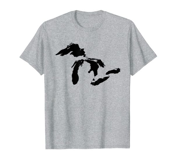 

state of michigan great lakes water map t-shirt, White;black