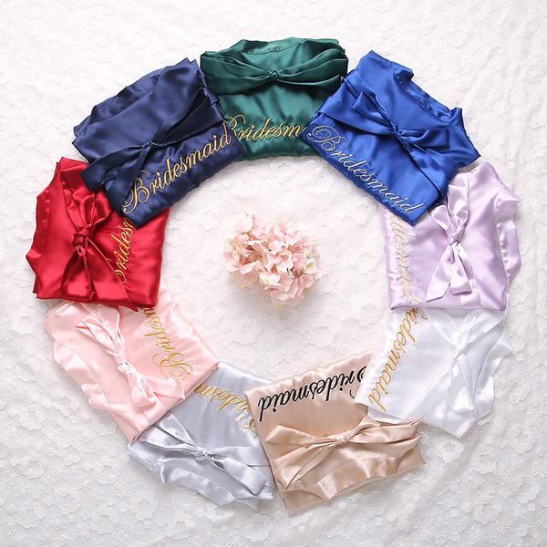 

women's sleepwear female robe dressing casual embroidery nightwear wedding bride bridesmaid comfortable nightgowns satin lounge elegant, Black;red