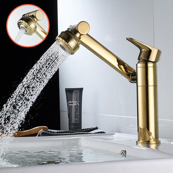 

bathroom sink faucets basin solid brass mixer tap & cold single handle deck mounted rotating gold/chrome lavatory faucet