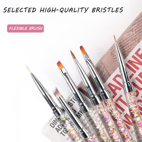 

nail brushes angnya 1pc pink acrylic gel brush uv drawing with cap flowing liquid handle crystal salon diy art manicure tool, Yellow