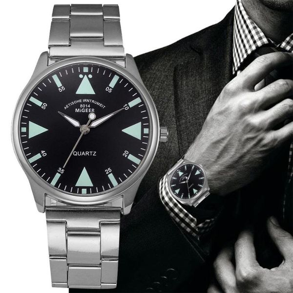

wristwatches fashion men crystal stainless steel analog quartz wrist watch bracelet mens watches automatic mechanical clock, Slivery;brown