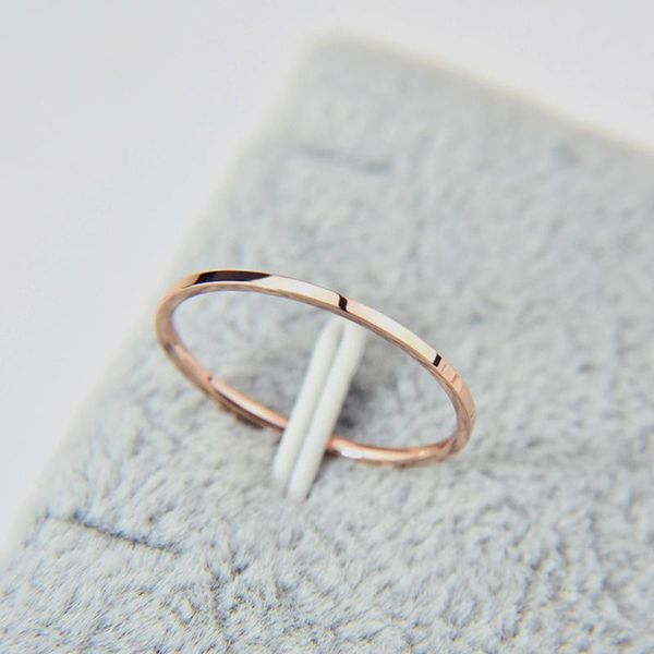 

wedding rings aenine fashion titanium stainless steel rose gold smooth simple party for women girls chic office style ring ar19162, Slivery;golden