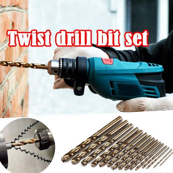

professional drill bits 15pcs cobalt for metal wood working hss co steel straight shank 1.5-10mm twist bit power tools drillforce