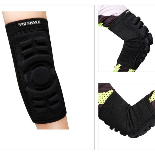 

elbow & knee pads elastic breathable outdoor football basketball snowboarding skating cycling sports arm sleeve protector, Black;gray