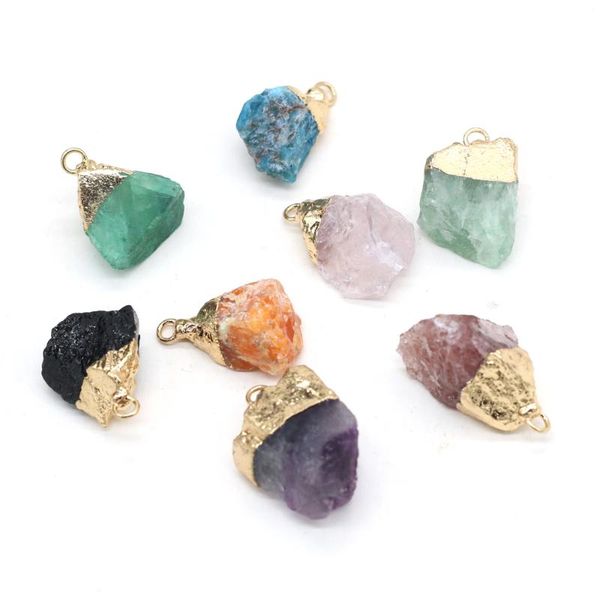 

charms 1pcs natural semi-precious stone irregular shape pendant for jewelry making diy necklace accessories, Bronze;silver