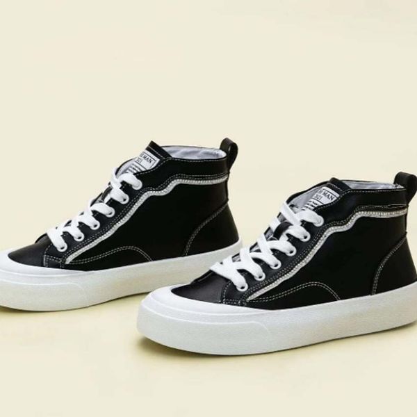 

casual shoes women geometric pattern front skate leather lace-up sneaker fashion lady designer running trainers letters woman shoe flat prin, Black