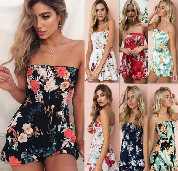 

women's jumpsuits & rompers summer womens sundress romper ladies floral off shoulder bodycon jumpsuit playsuit beach holiday short tro, Black;white