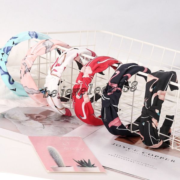 

headband cross-knotted knot flamingo hair band simple all-match wide-brimmed fabric headdress, Silver