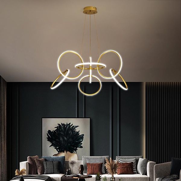 

chandeliers gold/black finished modern led chandelier lights for living room bedroom study adjustable pendant lamp kitchen lustre