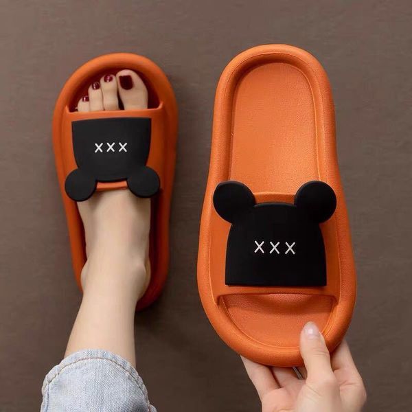

olomm 2021 new slippers shoes female loves summer outside home non-slip bathroom bath cool men couple style fashion cartoon, Black