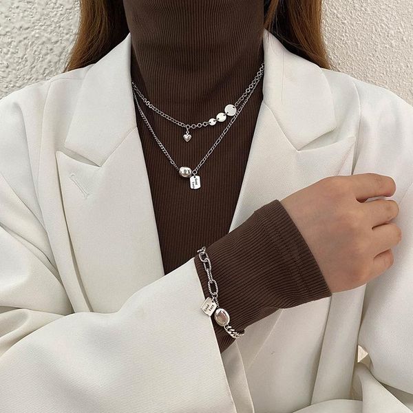 

pendant necklaces guang vintage multi-layer coin chain choker necklace for women gold silver color fashion portrait chunky jewelry
