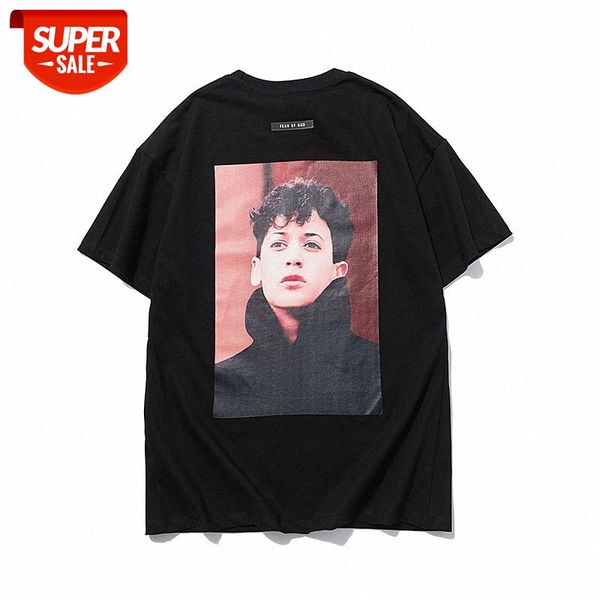 

brand fog ess street flow short-sleeved oil painting portrait t-shirt men and women couples loose #xb68, White;black