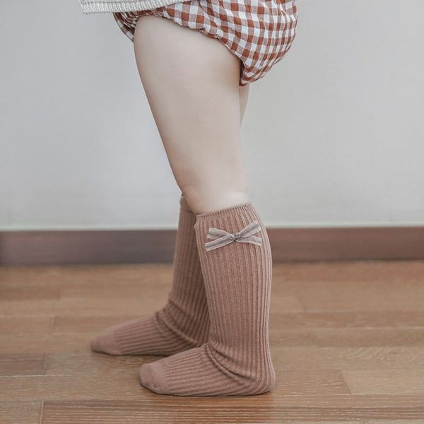 

footies kids cotton bow knee high socks child girls toddler born infant spring summer princess knit cute long baby accessories, Blue