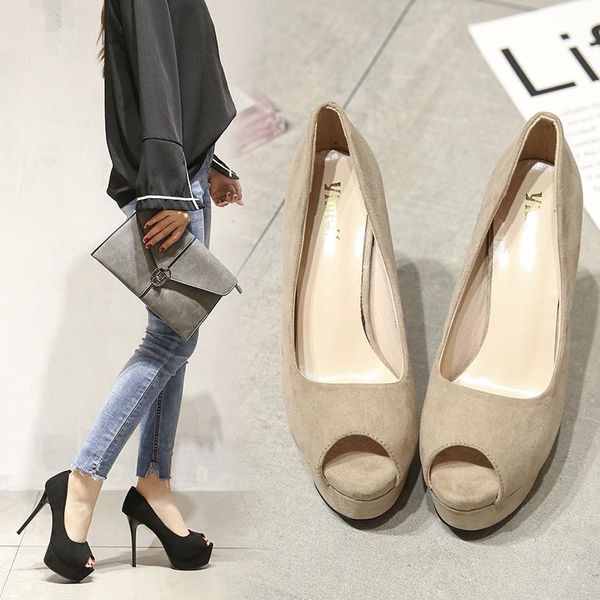 

open toe female sandal high heels espadrilles platform slip-on loafers summer women's shoes lady 2021 shallow mouth peep girls s, Black