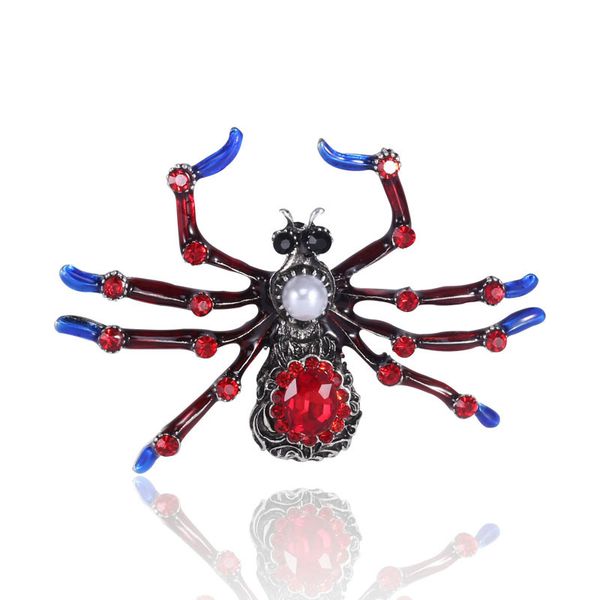 

factory suit personality pin inlaid with diamond exaggerated colorful spider brooch clothing decoration christmas