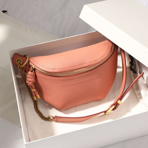 

2021 new crossbody chest fashion small knot cowhide waist bag women's one shoulder dumpling