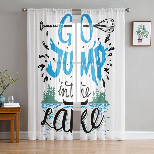 

curtain & drapes lake paddle boating bush forest tulle curtains for living room sheer bedroom kitchen window