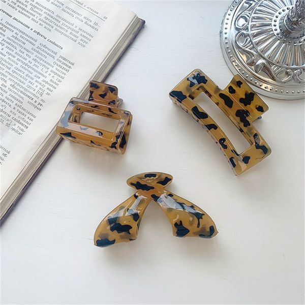 

korean style leopard print fashion women girls hair claws hair clip elegant transparent women hair accessories headwear ornament 1360 b3, Slivery;white