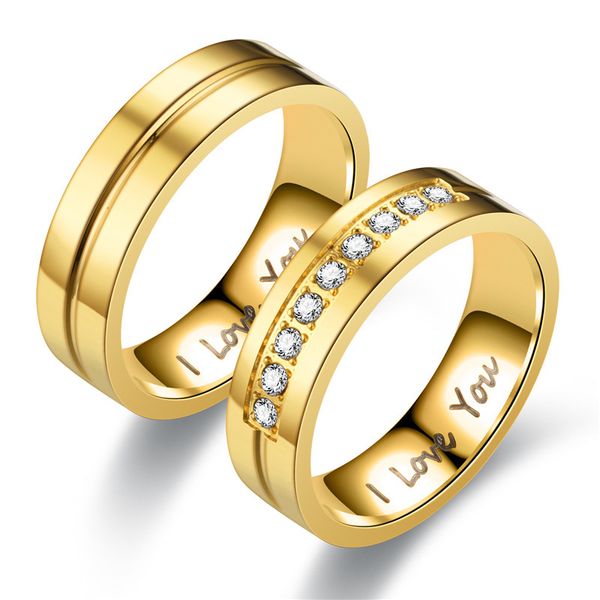 

mixmax 20pcs gold silver color rings couple i love you men women wedding ring 6mm for lover polished jewelry whole lots bulk