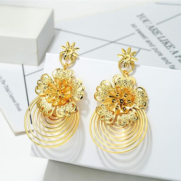 

Dangle & Chandelier Drop Earrings Women Fashion Jewelry Big Flower Hollow Out Earring Boho For Party Wedding Anniversary Accessories Gift, Silver