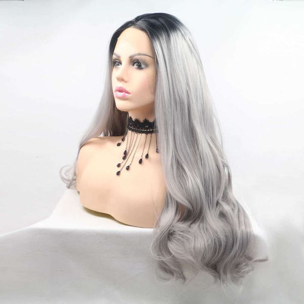 

harajuku wig set with simulated scalp and long curly hair for women, Black;brown