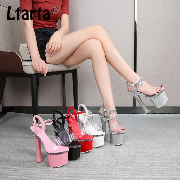 

ltarta transparent heel 17cm chunky heel summer women's waterproof platform fairy sandals lfd-10361-24, Black