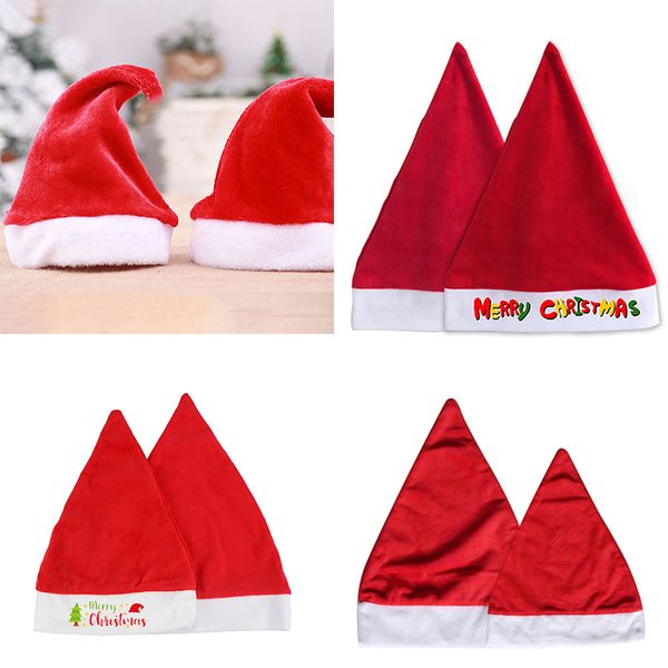 Sublimação em branco Christmas Vermelho Chapéu Suave Curto Pelúcia Tampão Transferência de Calor Revestimento Bonés Festival Presente